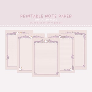 Kawaii Note Paper, Kawaii Note Templates, Printable Templates, Printable Note Paper, Cute Note Paper, Kawaii Planner, Cute Planner, Kawaii