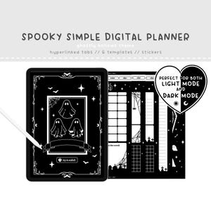 Planificador digital de Halloween espeluznante - Vibras góticas, oscuras y vanguardistas - Plantillas de planificador en PDF
