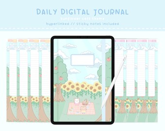 Hyperlinked Digital Journal, Daily Journal, Hyperlinked Daily Journal, Kawaii Journal, Kawaii Notebook, Digital Planner, Digital Notebook