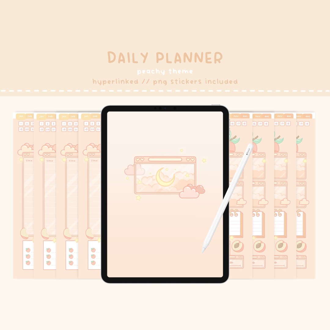 Cute PDF Daily Planner 12 Months - Hyperlinked PDF Planner Template - Etsy