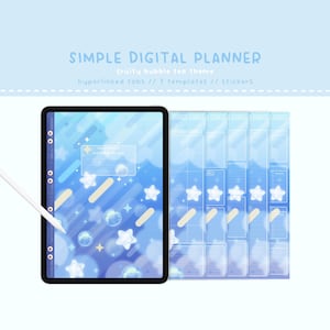 Cute Digital Notebook, Cute Digital Planner, Kawaii Digital Planner, Kawaii Planner, Digital Planner, Boba Tea Planner, Bubble Tea, Kawaii