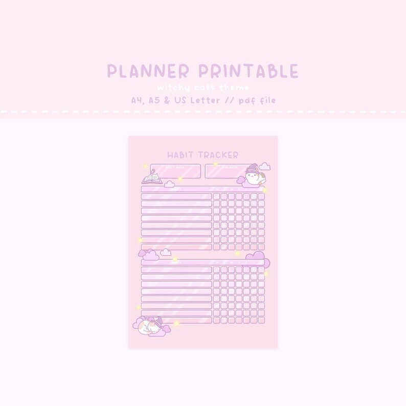 Habit Tracker, Printable, Printable Planner, Planner Page, Planner ...