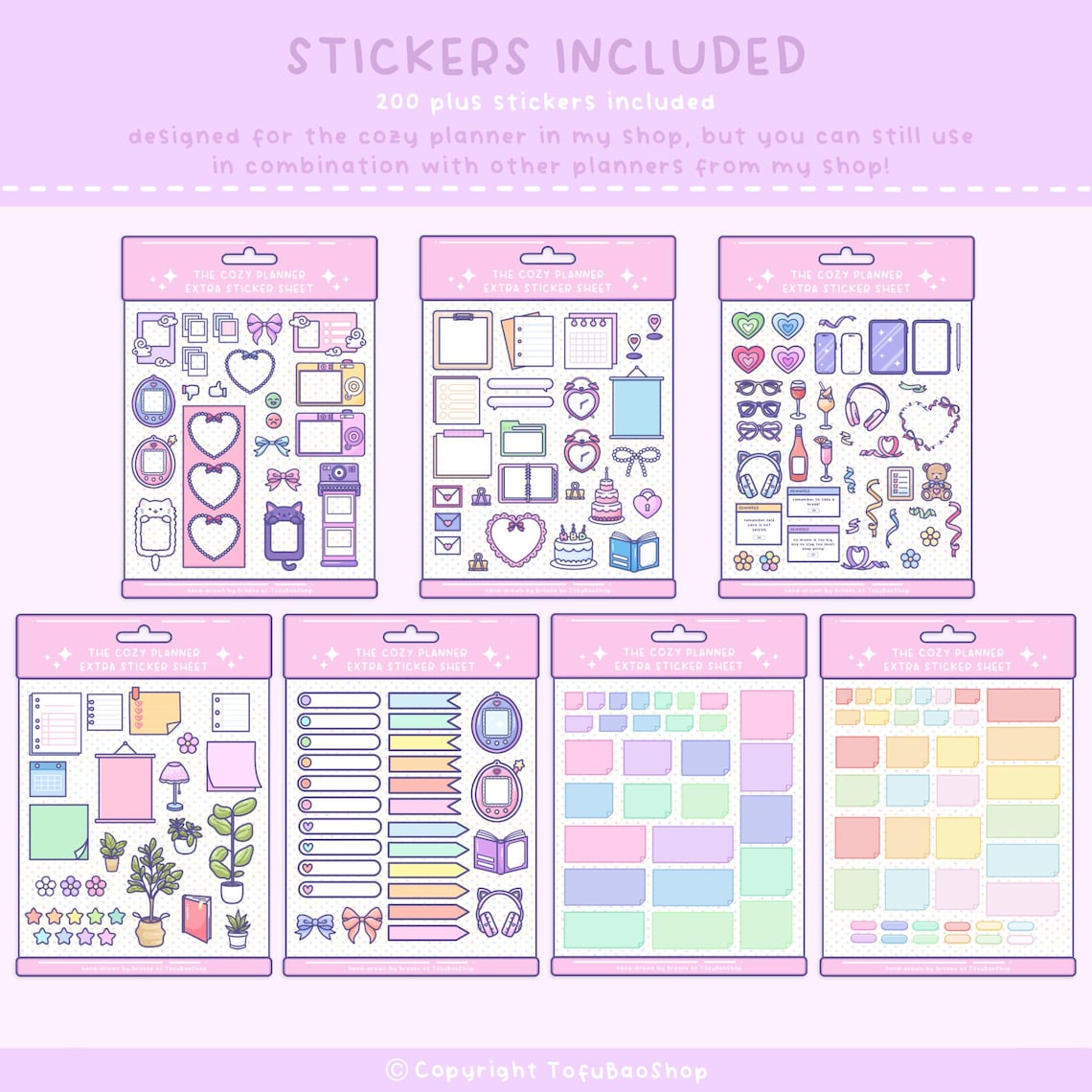 COZY Planner Digital Sticker Pack - Cute Kawaii Digital Stickers for ...
