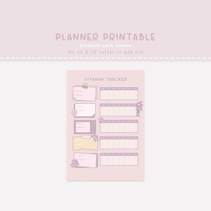 Vitamin Tracker, Printable Planner Template, Kawaii Planner, Cute Planner, Cute Planner Templates, Printable Planner, Cute Cat Planner