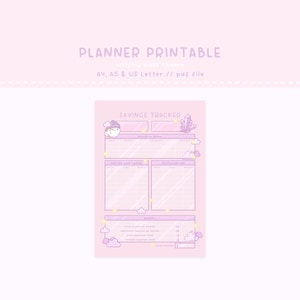 Savings Tracker, Cute Planner, Printable, Printable Planner Page, Kawaii Printable, Kawaii Planner, Finance Planner, Finance Tracker