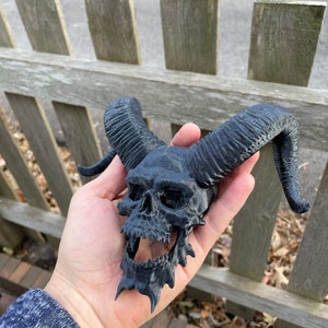 Skull with Horns Black fierce Pirate sharp teeth custom made
