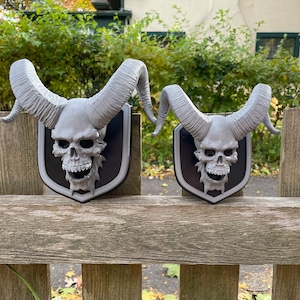 Skull with Horns V2 Emblem Fits 2009-2022 (Classic 4th GEN for 19+) RAM Pickup Tailgate and Grill -1500, 2500, 3500