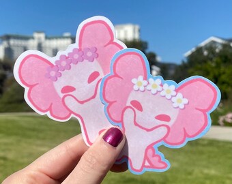 Axolotl Sticker | Glossy Vinyl Water Resistant Sticker | Flower Crown Axolotl