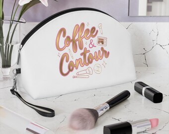 Coffee & Contour Makeup Bag | Cosmetic Pouch, Brush and Coffee Illustration