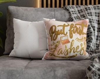 But First Lashes Pillowcase | Makeup Decor | Beauty Room