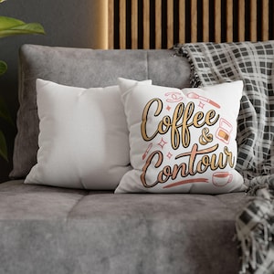 Koffie- en contourkussensloop | Vierkante kussensloop, make-upthema