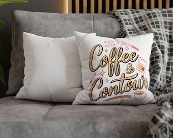 Coffee & Contour Pillowcase | Square Throw Pillowcase, Makeup Theme