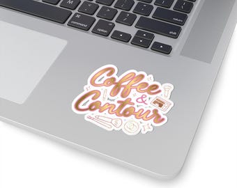 Coffee & Contour Kiss-Cut Stickers | Makeup Brushes, Coffee Cup, Beauty Decals