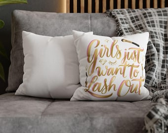 Girls Just Want to Lash Out Pillowcase | Makeup Brush Mascara Cosmetic Theme