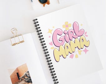 Girl Mama Spiral Notebook | Pink Yellow Floral Ruled Journal