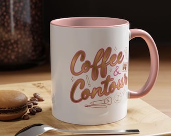 Coffee & Contour Accent Mug | Glossy Ceramic, Two-Tone Design (11oz or 15oz)