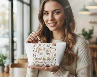 Life Is Short Your Lashes Accessory Pouch | Makeup Cosmetic Bag