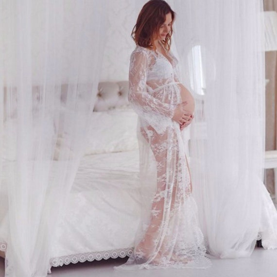 Lace Maternity Dress for Photo Shoot See Through Maternity - Etsy UK