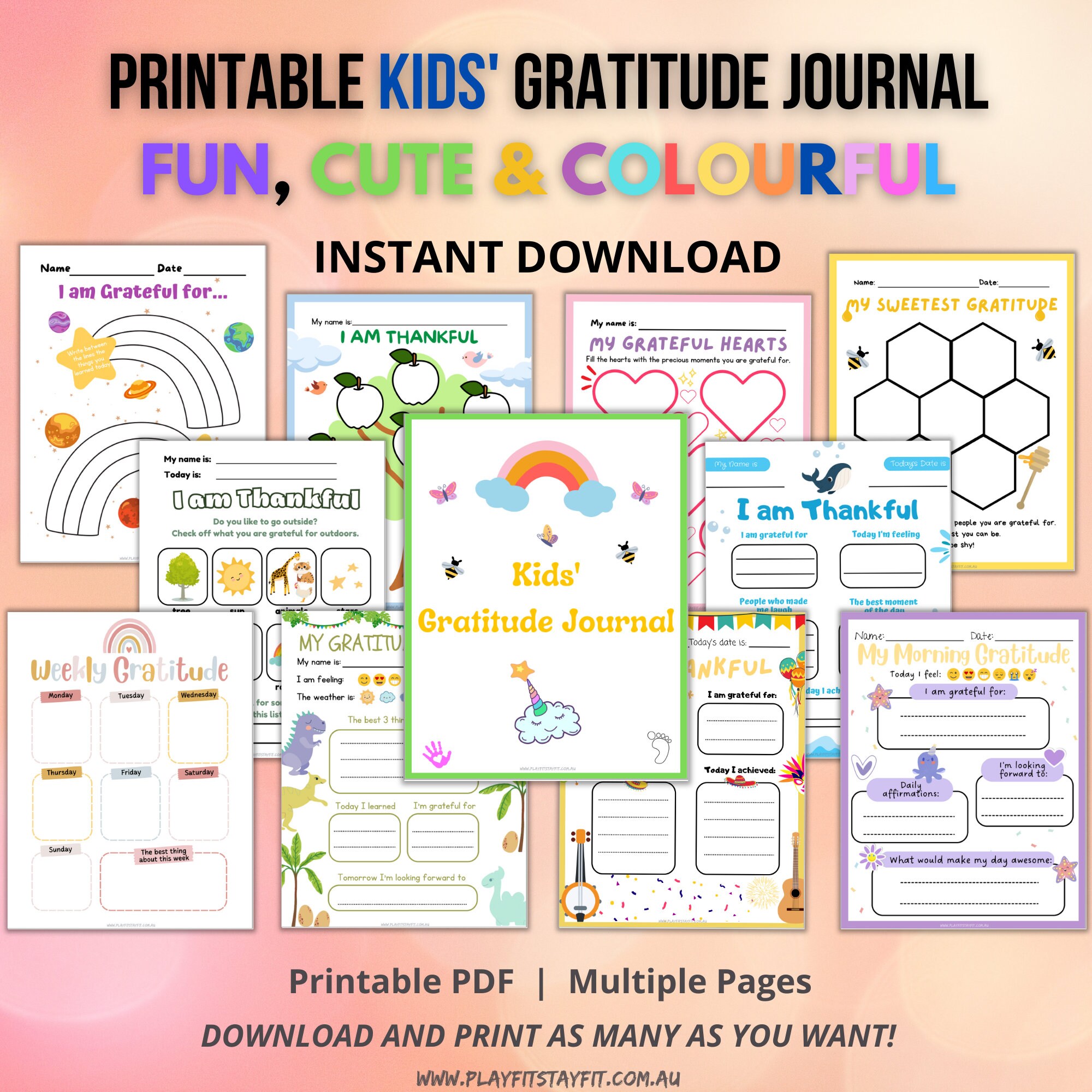 Kids' Gratitude Journal Printables, Journal for Kids, Gratitude Activity  for Kids, PDF, Daily Journal, Digital Prints, Instant Download - Etsy