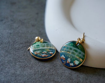 Monet Japanese Bridge Earrings, Monet Japanese Bridge Jewelry, Gift for Artist Gift for Painter