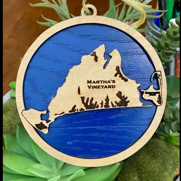 Ornament - Martha's Vineyard Wooden with Colored Background