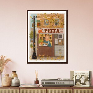 Di Fara Pizza, carta opaca di qualità museale, poster con cornice in legno, pizza, pizzeria