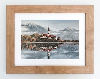 Impresión original de pintura de paisaje, paisaje rural europeo, impresión de pintura acrílica, pintura de artista local, arte de pintura mural original