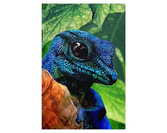 Electric Blue Day Gecko Poster