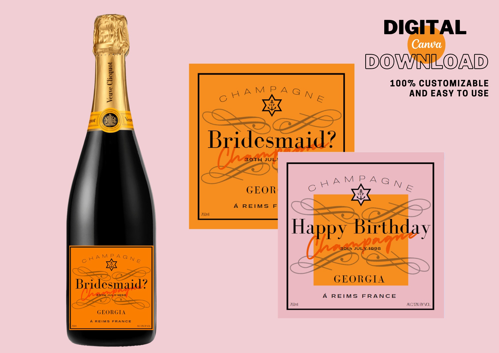 Personalized Champagne Label, Digital Download