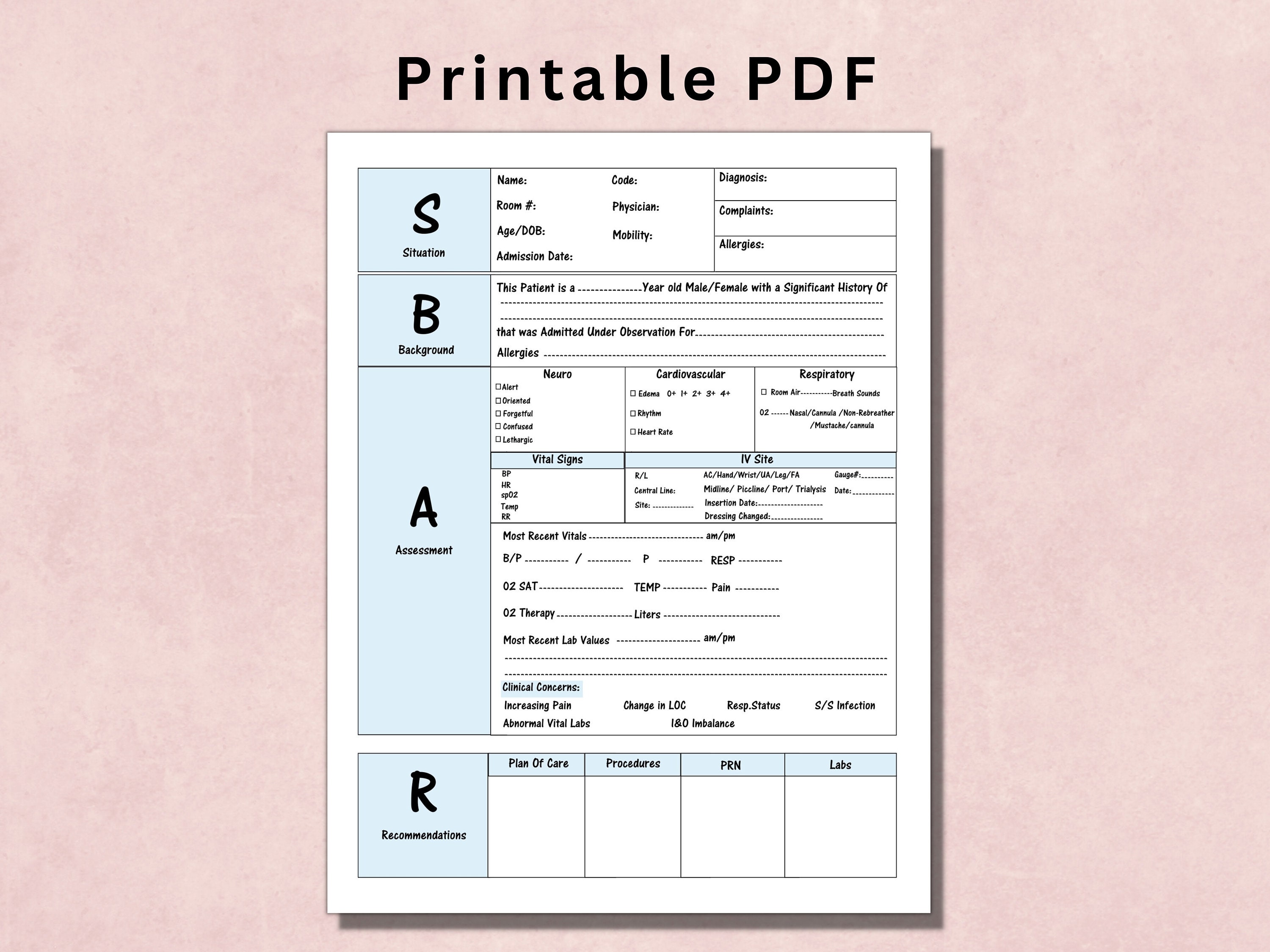 Printable SBAR Template Sheet SBAR Nursing Student SBAR Etsy Printable SBAR Template Sheet SBAR Nursing Student SBAR Etsy