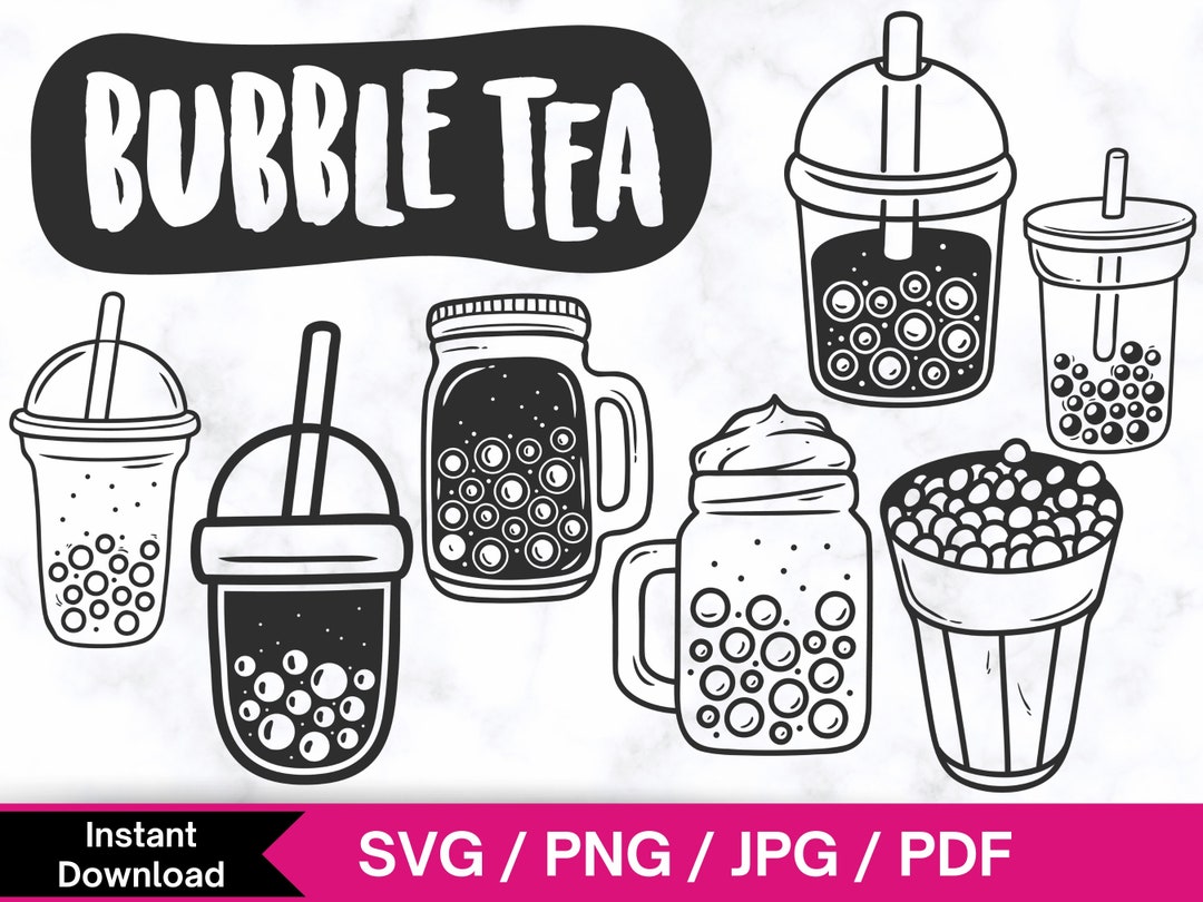 Boba Tea Doodle Svg, Boba Tea Svg, Bubble Tea Svg, Cute Boba Tea Svg