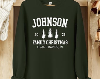 Personalized Family Christmas Sweatshirt, Custom Name Matching Xmas Hoodie