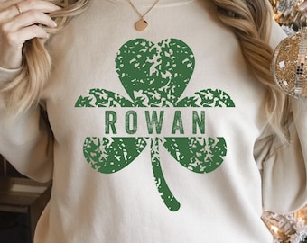 Custom Last Name St Patrick's Day Sweatshirt: Distressed Shamrock Sweater, Personalized Irish Hoodie