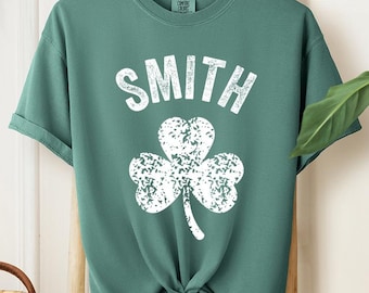 Personalized Last Name St Patrick's Day Sweatshirt: Comfort Colors Shamrock Shirt