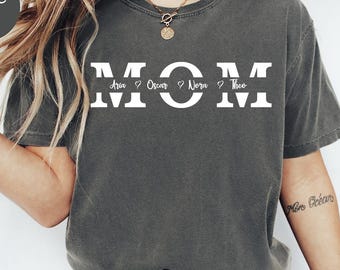 Comfort Colors® Custom Mom Shirt, Personalized Mama T-shirt, Mother's Day Gift, Children Name Tee