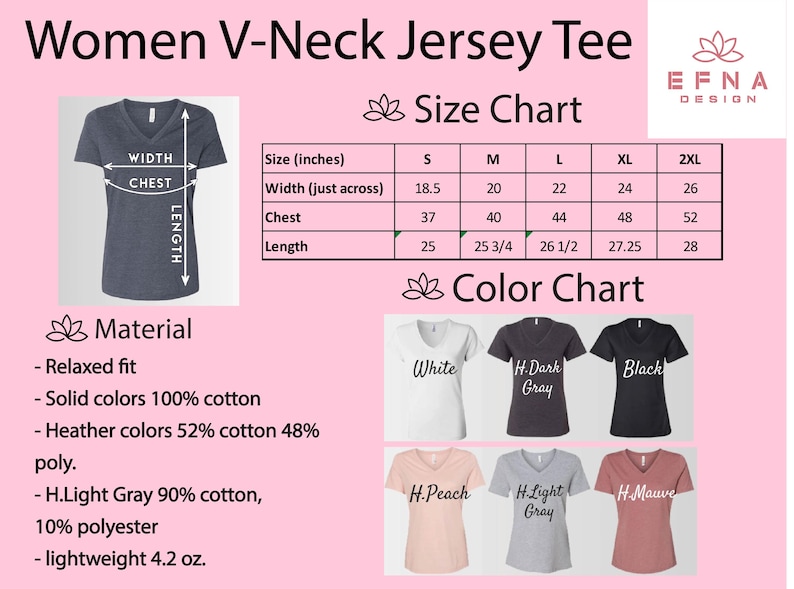 K&ouml;nnte beinhalten: Gr&ouml;&szlig;entabelle f&uuml;r ein Damen V-Ausschnitt Jersey-T-Shirt, mit Ma&szlig;en in Zoll. Die Tabelle umfasst die Gr&ouml;&szlig;en S bis 2XL, mit Brustma&szlig;en von 94 bis 132 cm. Farboptionen sind Wei&szlig;, Dunkelgrau, Schwarz, Pfirsich, Hellgrau und Malve.