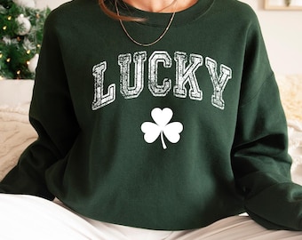 Retro Lucky Shamrock Sweatshirt: St Patricks Day Outfit