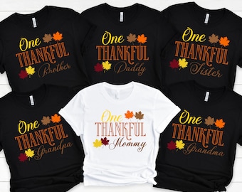 "Individuelles Thanksgiving-Familien-T-Shirt: ""One Thankful"" Passende T-Shirts."