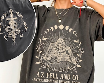 A.Z. FELL & CO Antiquities and Unusual Books Comfort color shirt, Good Omens shirt, AZFELL Graphic shirt