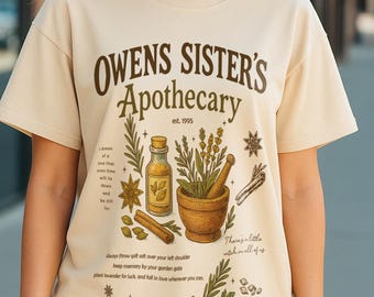 Chemise pratique magique vintage Comfort Colors, apothicaire Owens, margaritas sorcière de minuit, t-shirt magique pratique, cadeau d'Halloween Gillian Owen