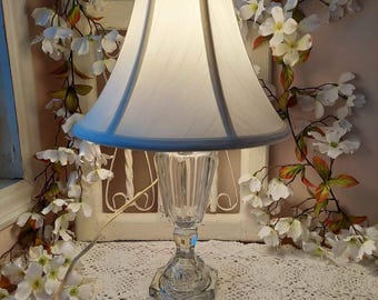 Antique EM & Co. Glass Boudoir Whale Oil Lamp Circa 1880 - Item 391