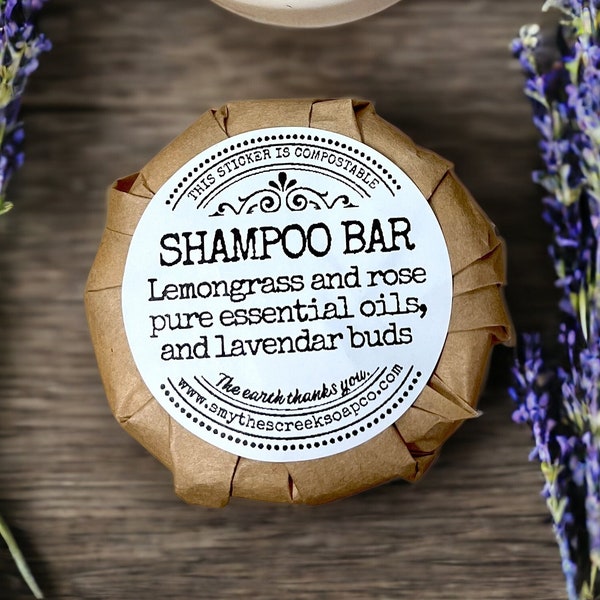 Shampoo Bar with Lavender Buds, Lemongrass and Rose Essential Oils, Shampoo Holder