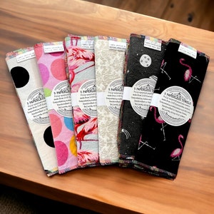 Upcycled flanelette unpaper paperless towels 5 pack.