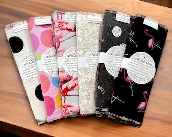 Upcycled flanelette unpaper paperless towels 5 pack.
