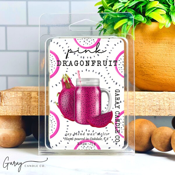 Pink Dragonfruit fruity scent, non toxic wax melts, wax cubes for melter, highly scented fragrance, soy wax blend, for your home