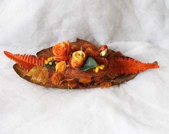 Autumn arrangement of leaf bowl orange