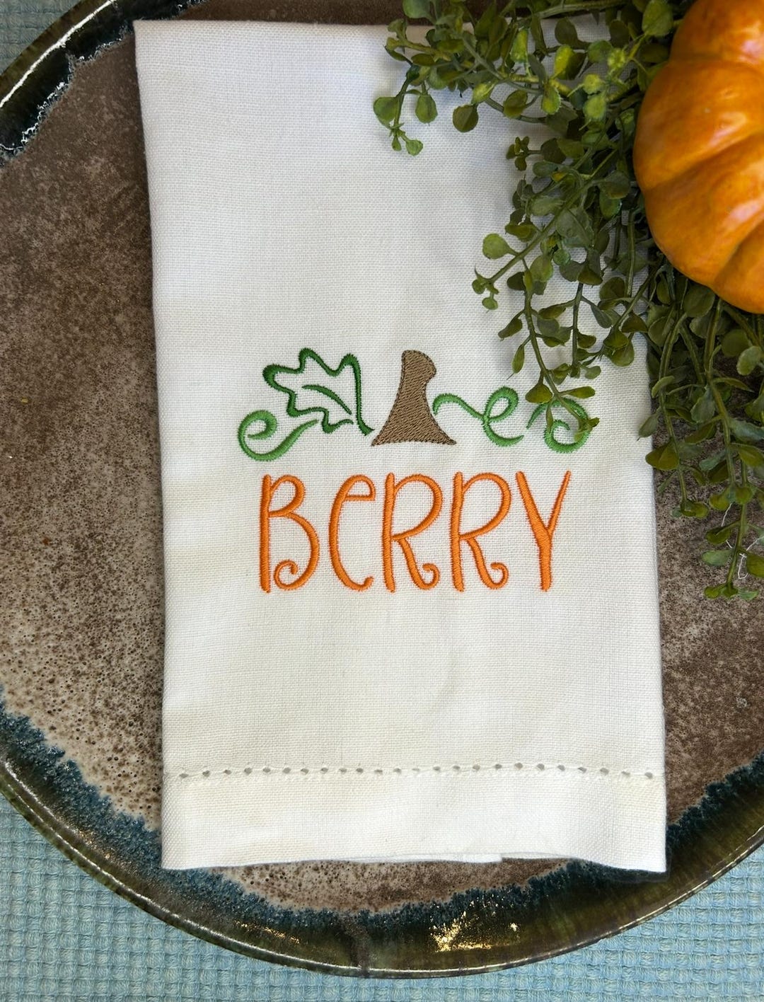 Embroidered Pumpkin Fall Tea Towel: Autumn Kitchen Decor for ...