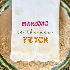 Mahjong inspired Hand Towel | Mahjong party gift |  Hostess Gift | Kitchen Tea Towel | Guest Bathroom Decor | Millenial Humor