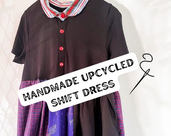 Womens Star Wars Patchwork Handmade Dress, One Of A Kind, Handmade Smock Dress, Short Sleeve Vintage Middi Length T Shirt Dress