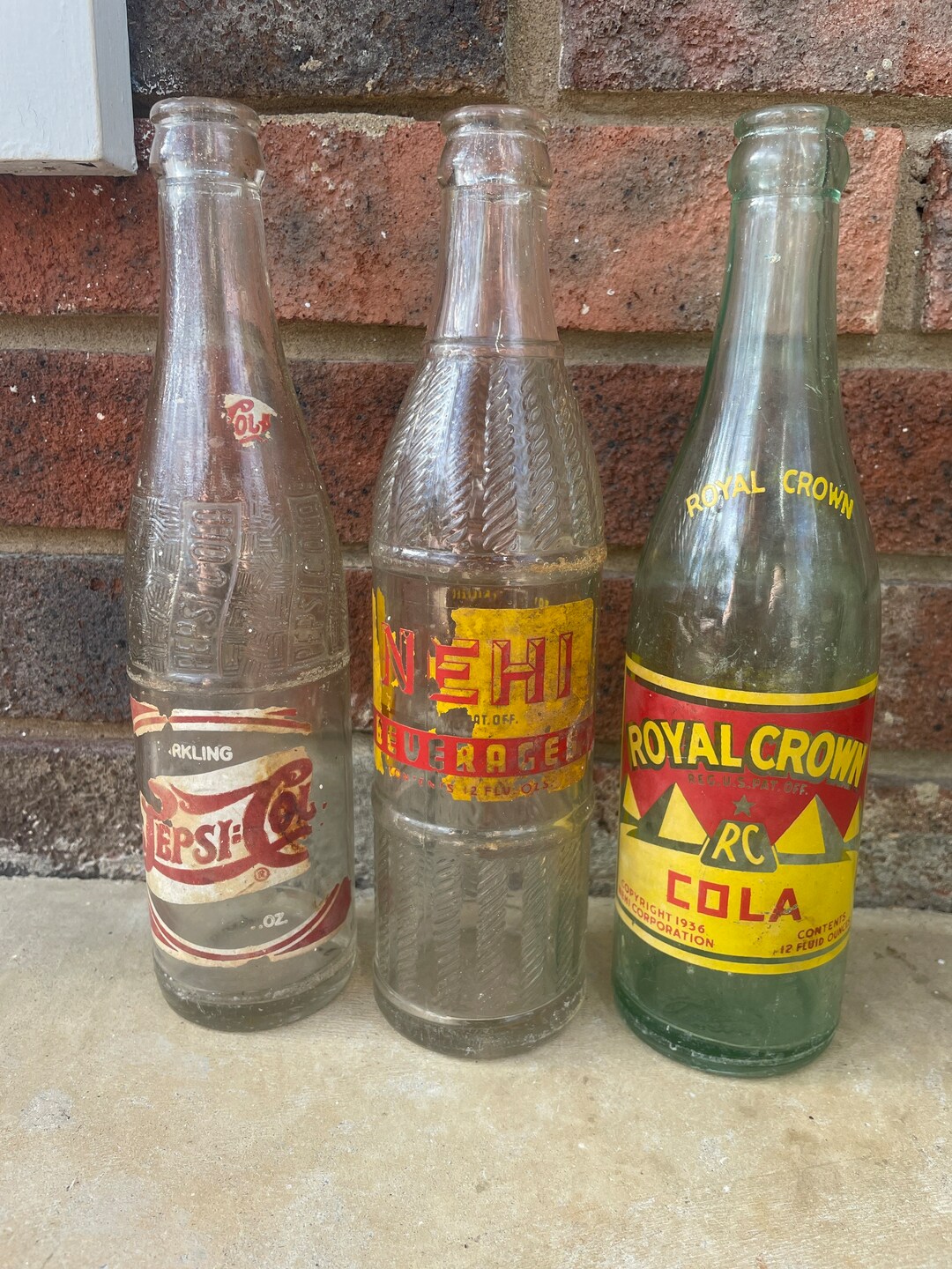 Vintage Glass Soda Bottles set of 3 Etsy